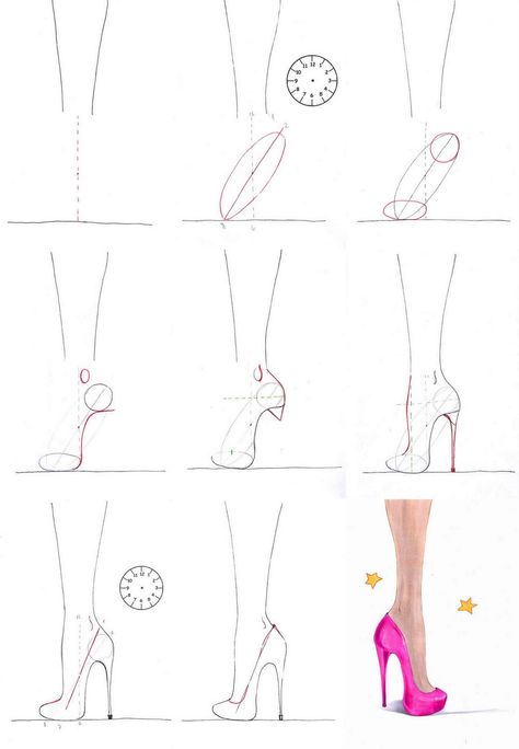 Drawing High Heels, Fashion Illustration Tutorial, Fashion Figure Drawing, Fashion Drawing Sketches, Fashion Illustrations Techniques, Fashion Drawing Tutorial, Fashion Drawings, 얼굴 그리기, Fashion Design Sketchbook