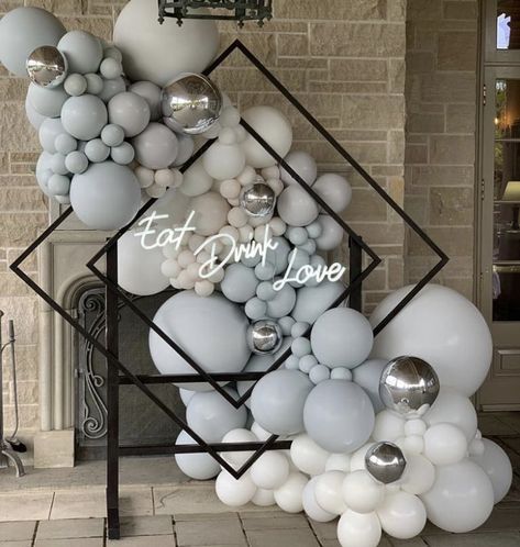 Modern Balloon Decor, Gray Balloon Garland, Grey Balloon Garland, Batumi Georgia, 21st Birthday Decorations, Birthday Balloon Decorations, Theme Party Decorations, Balloon Decorations Party, Baby Shower Balloons