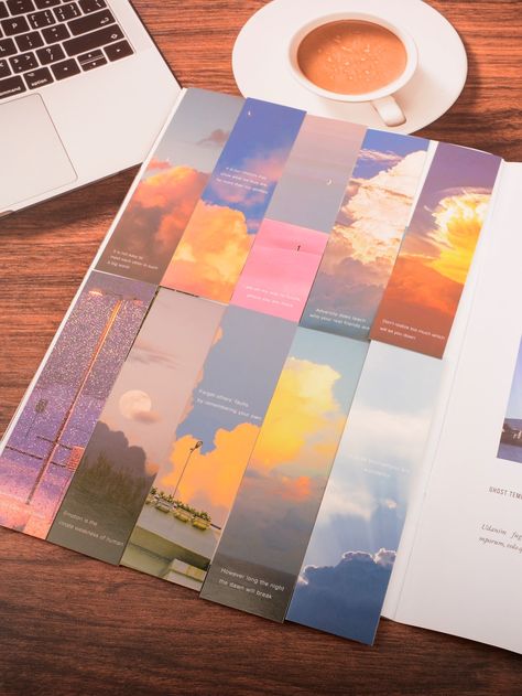 Multicolor    Paper  Bookmarks    Creative Supplies Bookmark Photography Ideas, Bookmark Photography, Sky Bookmark, Etsy Bookmarks, Pattern Bookmark, 달력 디자인, Sky Pattern, Paper Bookmarks, Handwritten Letters