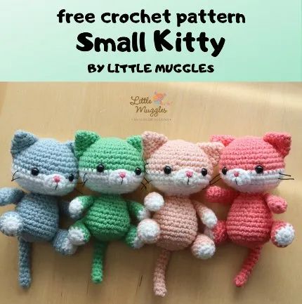 Free Crochet Pattern Small Kitty • Free Crochet Patterns Crochet Plushies, Crochet Cat Pattern, Quick Crochet Patterns, Crochet Keychain Pattern, Crochet Animals Free Patterns, Crochet Amigurumi Free, Quick Crochet, Fun Crochet Projects, Crochet Animal Patterns