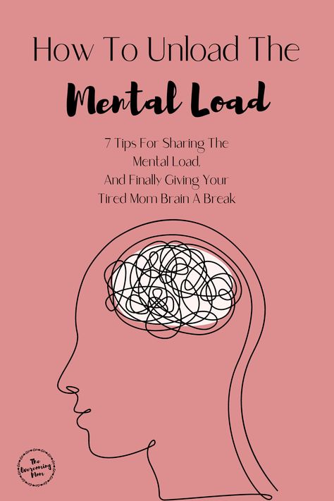 How To Unload The Mental Load. 7 Tips For Sharing The Mental Load, And Finally Giving Your Tired Mom Brain A Break Mom Mental Break Down, Motherhood Mental Load, Over Stimulated Mom, Mental Load Of Motherhood, Postpartum Mental, Motherhood Illustration, Mental Load, Postpartum Health, Mental Break