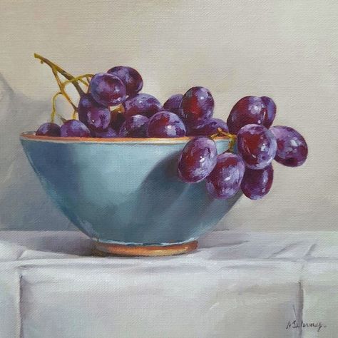 Grape Bowl, Grape Painting, Scale Art, Still Life Oil Painting, Fruit Painting, Still Life Drawing, Impasto Painting, Painting Still Life, Still Life Art