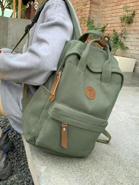 Backpack Aesthetic School, College Bags For Girls Student, Uni Backpack, Travel Backpacks For Women, Green Preppy, Stylish Travel Bag, Big Backpacks, Stylish School Bags, Green Backpacks