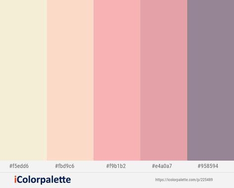 Janna – Dairy Cream – Rose Bud – Shilo – Venus Color scheme | iColorpalette | Color palette pink, Pink pallet, Colour pallete Cream Color Matching Colors, Pink Aesthetic Pallet, Pastel Pink Pallete, Pink Color Match, Pink Pallets, Pink Pallet, Movie Color Palette, Pink Stitch, Pink Palette