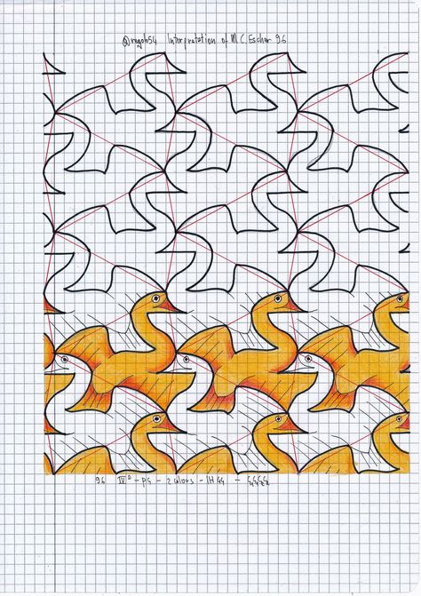 Tessalations Patterns Ideas Easy, Mc Escher Art, Escher Tessellations, Tessellation Art, Escher Art, Tessellation Patterns, Drawing Lessons For Kids, Mc Escher, Art Appliqué