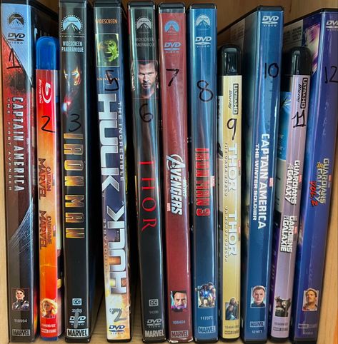 marvel movie collection Marvel Merch Aesthetic, Avengers Compound, Marvel Merch, Marvel Diy, Merch Aesthetic, Dvd Collection, Cd Collection, Tweek And Craig, Life Vision