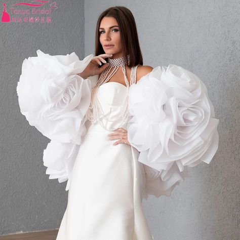 Ivory Rose Flowers Wedding Cape With Long Detachable Train ,Bridal Romantic Jacket Chic   ZJ354 - AliExpress 320 Long Cape, Detachable Train, Wedding Cape, Cape Jacket, Rose Flowers, Formal Attire, Flowers Wedding, Rose Flower, Wedding Flowers