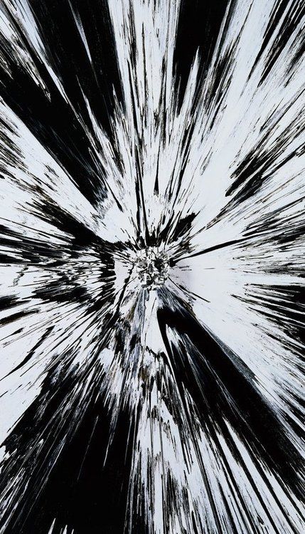 Damien Hirst | Beautiful, Black and White Shattered Inside my Head Forever Painting, 2008 Black And White Textured Art, Head Exploding Art, Shattered Art, Head Exploding, Abstract Black And White Art, Abstract Painting Black And White, Abstract Art Black And White, Spin Painting, Black And White Texture