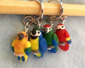 Weeones | Etsy Stitch Markers Knitting, Clay Birds, Macaw Parrot, Knitting Tools, Polymer Clay Animals, Providence Ri, Miniature Animals, Journal Aesthetic, Cute Clay