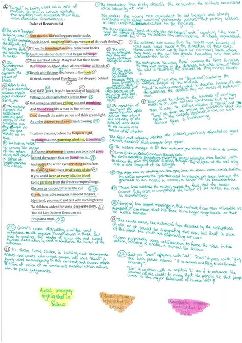 Annotation - Dulce et Decorum Est Dulce Et Decorum Est Poem Analysis, Dulce Et Decorum Est Annotated, Dulce Et Decorum Est Analysis, Eduqas Poetry Anthology, Gcse Poetry Anthology, Literature Poems, Gcse Poems, Dulce Et Decorum Est, Revision Help