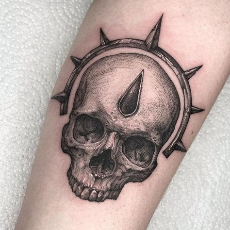 40k Tattoo, Hammer Tattoo, Hammer Design, Embroidery Tattoo, Mini Tattoos, Warhammer 40k, Blackwork, Skull Tattoo, My Friend