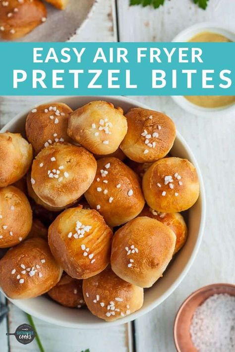 Air Fryer Pretzel Bites, Air Fryer Pretzel, Pretzel Bites Recipe, Air Fryer Recipes Healthy Low Carb, Pretzel Bites Recipes, Air Fried Food, Air Fryer Oven Recipes, Air Fry Recipes, Air Fryer Recipes Chicken