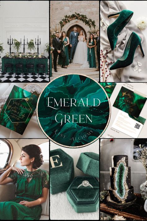 Immerse your guests into a Dark Green Opulence of velvety textures and sparkly emerald gems, to create an unforgettable visual experience. New Emerald stationary collection is now offered by East Alchemy. Wedding Emerald Green, Hunter Green Wedding, Color Spotlight, Stationary Collection, Board Mood, Emerald Green Wedding, Jade Wedding, Green Weddings, Character Fashion