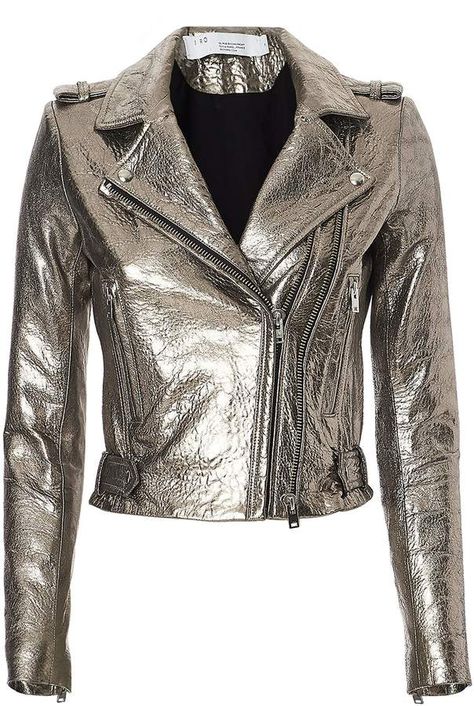 Disco Punk, Metallic Leather Jacket, Vow Renewal Dress, Jackets Oversized, Cropped Moto Jacket, Wedding Party Outfits, Boheme Chic, Metallic Jacket, Oversized Sweaters