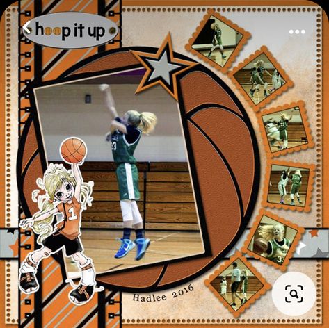 Circuit Scrapbooking, Basketball Scrapbook Ideas, Basketball Scrapbook, Photo Basket, Baseball Scrapbook, Senior Night Posters, Scrapbooking Sports, School Scrapbook Layouts, Graduation Scrapbook