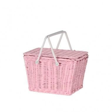 Olli Ella Piki Basket - Pink Starbucks Wallpaper, Pink Picnic, Picnic Planning, Black Denim Shirt, Modern Easter, Kids Picnic, Olli Ella, Travel Clutch, Wicker Picnic Basket