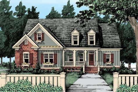 Houseplan 8594-00163 Craftsman Cottage House Plans, Cottage Flooring, Craftsman Cottage, Bungalow House Plans, Country Style House Plans, Country House Plan, Bungalow House, Craftsman House Plans, Country House Plans