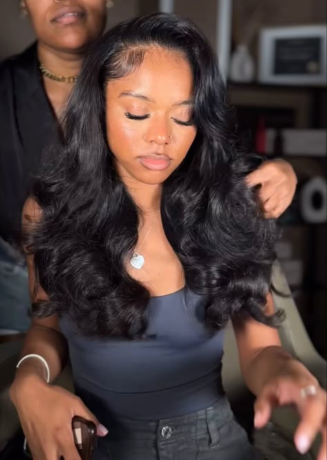 Straight Hair Blowout Side Part, Voluminous Hair Side Part, Layered Leave Out Sew In, Christmas Hair Black Women, Short Sew In Side Part, Traditional Sew In With Layers, Raw Hair Sew In, Loose Curls Silk Press, Black Closure Sew In