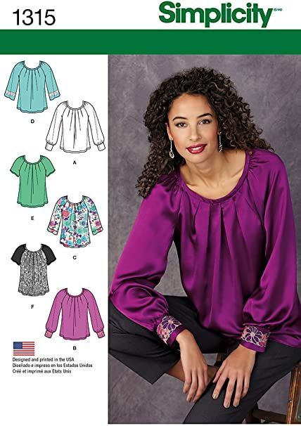 Peasant Blouses Pattern, Pola Blus, Blouse Pattern Sewing, Top Sewing Pattern, Simplicity Sewing, Sweatshirt Outfit, Loose Fitting Tops, Simplicity Sewing Patterns, Simplicity Patterns