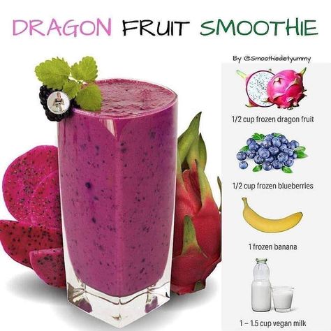 Dragonfruit Drink, Fresh Fruit Smoothies, Desayuno Keto, Dragon Fruit Smoothie, Fruit Smoothie Recipes Healthy, Drink If, Easy Healthy Smoothies, Fat Loss Program, Smoothie Diet Plans