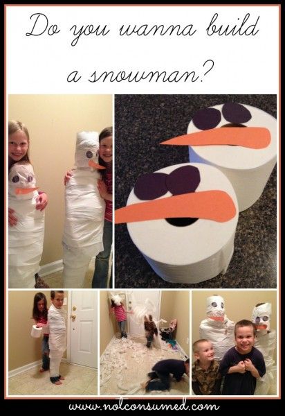 Do you want to build a snowman? Super fun game for your next family fun night! 4de Verjaardag, School Christmas Party, Snowman Party, Xmas Games, Disney Frozen Party, Christmas Games For Kids, Family Christmas Party, Party Crafts, Kids Christmas Party