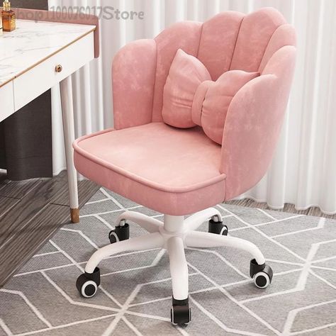 Home chair backrest comfortable study seat female student cute makeup swivel chair desk bedroom dormitory computer chair Sofa For Makeup Studio, Aesthetic Chairs For Desk Study, Aesthetic Desk Chairs Bedroom, Comfortable Chair For Study Table, Study Chair Design Modern, Aesthetic Chairs For Desk, Chair For Study Table, Kids Chair Design, Study Table Chair