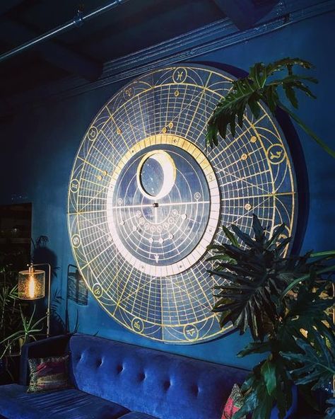 Astrology Clock, Astrological Clock, Celestial Aesthetic, Ashley Taylor, Loft House, Graphic Wallpaper, Clock Decor, Cabinet Makers, Bedroom Aesthetic