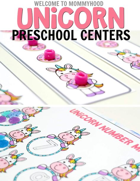 Unicorn Lesson Plans Preschool, Preschool Unicorn Activities, Unicorn Preschool Activities, Unicorn Activities Preschool, Number Symbols, Unicorn Crafts For Kids, Preschool Math Centers, Addition Activities, Preschool Centers