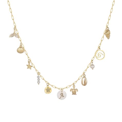 PRICES MAY VARY. Beach Charm Necklace: This stunning beach necklace chain features a delicate engraved A to Z alphabet pendants adorned with a collection of ocean elements, such as sand dollars, sea shells, starfish, conchs, pearls, turtles, ocean wave charms, etc. Each gold necklace is charming and will complement your favorite summer outfit in any occasion. Quality Materials: Our charm necklace for women is crafted from quality brass with 14K gold plated. Lead free & nickel free, hypoallergeni Beach Charm Necklace, Ocean Elements, Surfer Jewelry, Summer Beach Jewelry, Beach Necklace, Sand Dollars, Trending Necklaces, Starfish Necklace, Seashell Necklace