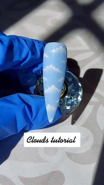 Clouds tutorial ☁️ #nails #nailart #tutorial #cloudsnails @cnd | Nails Art | TikTok Nail Art Designs Cloud, Cloud Nail Art Designs, Easy Cloud Nails, How To Do Clouds On Nails, Clouds Nail Art Tutorial, Nail Design Tutorial, Acrylic Nail Designs Classy, Gel Nail Tutorial, Nailart Tutorial