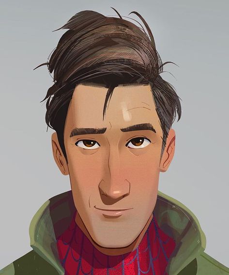 ome early look dev on Peter Parker. Close ups to show the abstract goodness #conceptart #conceptdesign #peterparker #spidervers Spiderman Into The Spider Verse Characters, Peter B Parker Concept Art, Spiderman Into The Spiderverse Character, Comic Style Portrait, Spiderverse Portraits, Spiderverse Character Design, Spiderverse Characters, Spiderverse Art Style, Spiderverse Concept Art