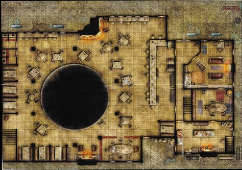 Yawning Portal Inn Yawning Portal Map, Portal Battlemap, The Yawning Portal, Dnd Scenery, Building Map, Battle Map, Tabletop Rpg Maps, Dnd 5e Homebrew, Rpg Maps