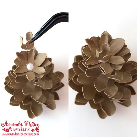 3D Pinecone Ornament — Amanda McGee Designs Paper Pinecones Diy, Winter Diy Crafts, Diy Pinecone, Christmas Decorations Cheap, Pinecone Ornaments, Gender Party, 3d Craft, Paper Roll Crafts, 3d Paper Crafts