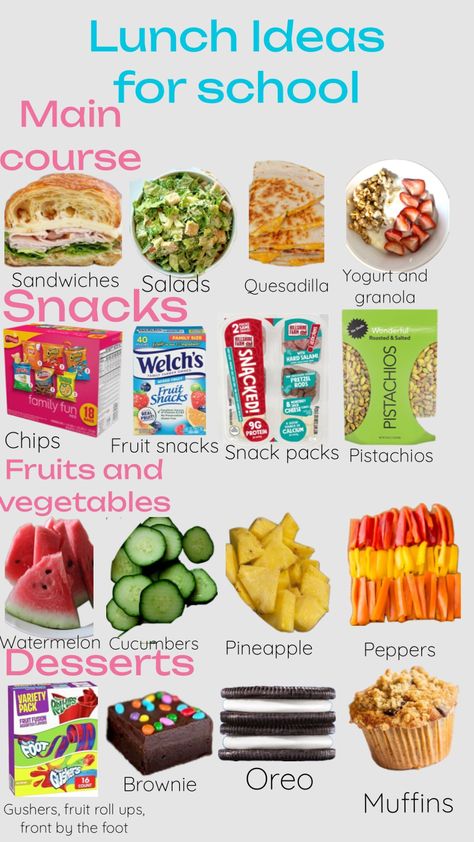 Collage Lunch Ideas, Snack Ideas After School, Clean School Lunches, Healthy Lunch Ideas For High Schoolers, Good Lunches For School, What Should I Eat For Lunch, Healthy School Lunch Ideas For Teens, Snacks To Bring To School, Good Lunch Ideas For School