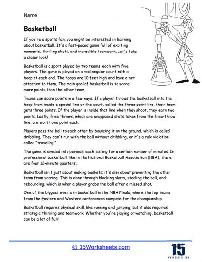 Basketball Worksheets, Basketball Basics, Basketball History, Comprehension Worksheets, Reading Comprehension Worksheets, Critical Thinking Skills, Student Reading, Thinking Skills, Engagement Activities