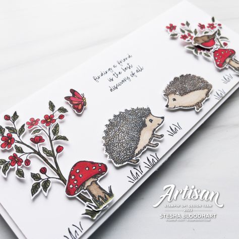 Stampin Up Happy Hedgehogs 2022, Stampin Up Happy Hedgehogs, Stampin Up 2023 Cards, Stampin Up 2022 2023, Cards Design Ideas, Cards With Animals, Hedgehog Cards, Handmade Flower Pot, Handmade Flower Pots