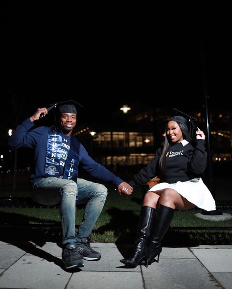 Black College Couples, Couples Graduation Pictures, Couple Graduation Pictures, Couple Graduation, College Couple, Young Black Couples, Couple Senior Pictures, College Couples, Graduation Shoot