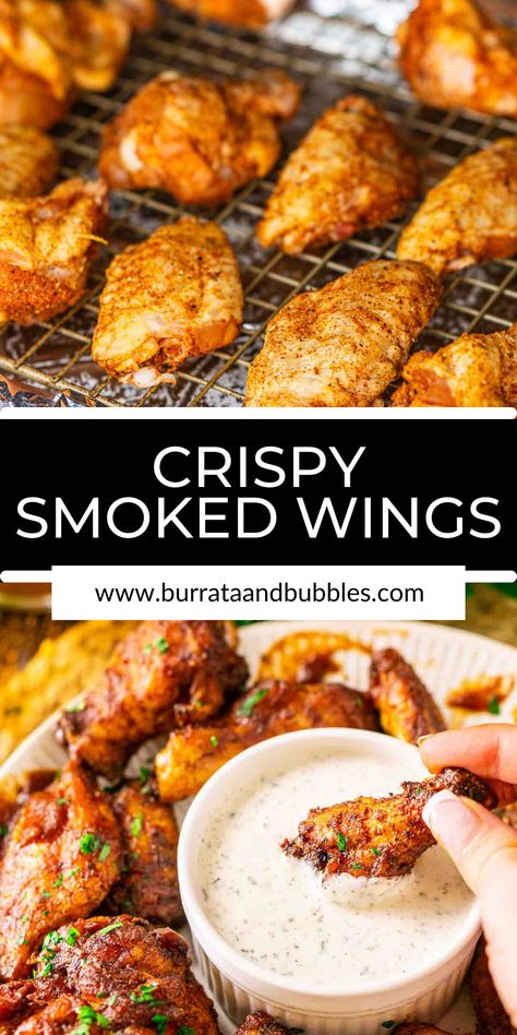 Smoked Chicken Recipes, Smoked Wings, Smoked Chicken Wings, Oh Sweet Basil, Grilled Chicken Wings, Crispy Wings, Bbq Wings, Dark Brown Sugar, Pellet Grill Recipes