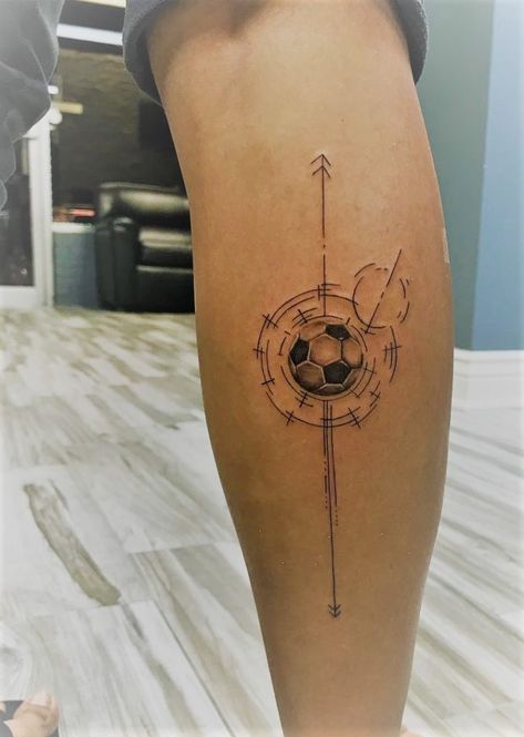 Tattoo Football, Calf Tattoos For Women, Soccer Tattoos, Football Tattoo, Sport Tattoos, Tatuagem Masculina Pequena, Tattoo Convention, Calf Tattoo, Tattoo Designs For Girls