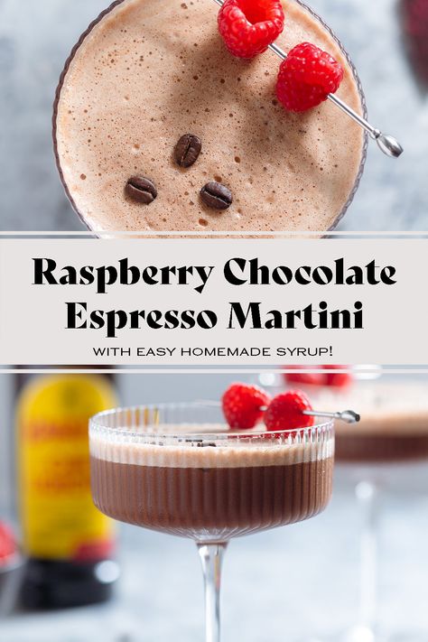 Strawberry Baileys Recipes, Winter Vodka Cocktails, Chocolate Espresso Martini, Espresso Vodka, Raspberry Drink, Iced Drinks Recipes, Raspberry Chocolate, Iced Mocha, Vodka Cocktail