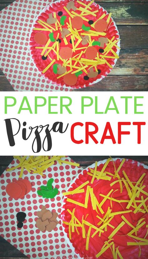 Need a fun little craft to do with your kids this week? You probably already have all of the supplies you need to make this Paper Plate Pizza Craft idea. Paper Plate Pizza Craft, Paper Plate Pizza, Kunst For Barn, Aktiviti Tadika, Pizza Craft, Pizza Easy, Paper Plate Crafts For Kids, Construction Paper Crafts, Toddler Arts And Crafts