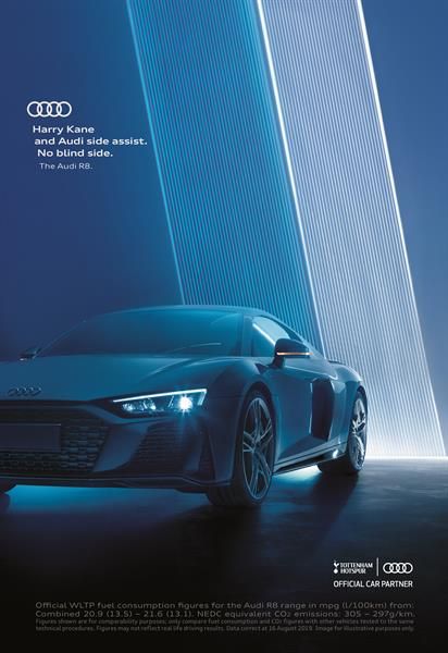 Audi "Tottenham Hotspur partnership" by BBH London Car Poster Design Graphics, Audi Design, Car Exhibition, Car Banner, Car Ui, Car Advertising Design, 광고 디자인, Ad Car, Publicidad Creativa