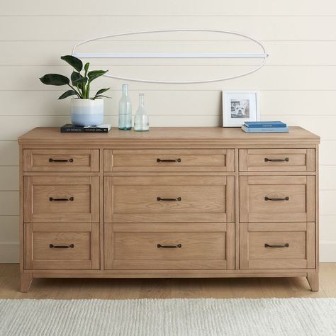 Hampton 9-Drawer Teen Dresser | Pottery Barn Teen Navy Dresser, Teen Dresser, Brushed Nickel Drawer Pulls, Pottery Barn Kids Backpack, Black Dressers, Wide Dresser, 9 Drawer Dresser, Tall Dresser, Classic Bed