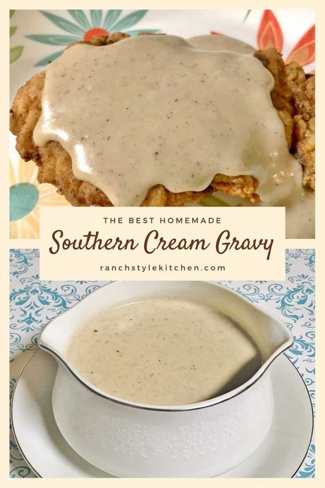 Easy Country Gravy, Homemade Country Gravy Recipe, Deer Steak Recipes, Cream Gravy Recipe, Country Gravy Recipe, Homemade Gravy Recipe, Fried Meat, Easy Gravy Recipe, Milk Gravy