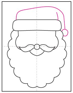 How to Draw Santa’s Face · Art Projects for Kids Printable Santa Face Template, Santas Face Template, Santa Claus Face Template Free Printable, How To Draw A Santa Face, How To Draw Santa For Kids, Santa Art For Kids, Santa Faces To Paint On Wood, How To Draw Santa Claus, Santa Art Projects For Kids