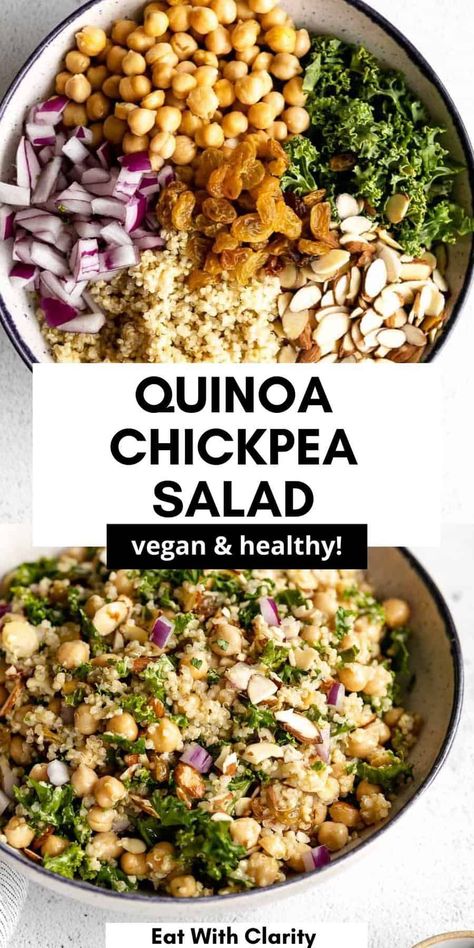 Chickpea Salad Vegan, Quinoa Chickpea Salad, Best Quinoa, Vegan Peach, Vegan Quinoa, Salad Vegan, Vegan Salad Recipes, Chickpea Recipes, Vegan Meal Prep