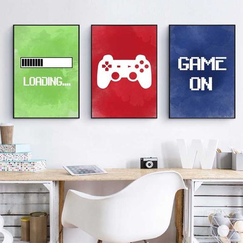 Video Game Wall, Game Wall Art, Video Game Wall Art, Paint Games, Game Wall, Gaming Room Decor, Video Game Rooms, Boy Decor, Gamer Room