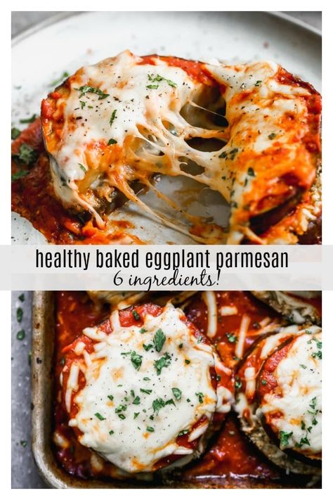 6-Ingredient Healthy Baked Eggplant Parmesan - Cooking for Keeps Light Eggplant Parmesan, Easy Eggplant Parmesan Baked Healthy, Healthy Egg Plant Parmesan, Low Calorie Eggplant Parmesan, Eggplant Parm Recipes Easy, Egg Plant Parmesan Easy, Healthy Eggplant Parm, Eggplant Parmesan Recipes Easy, Vegetarian Eggplant Parmesan