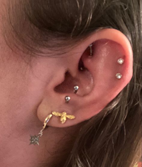 Anti-Tragus rook helix piercings Anti Helix, Anti Helix Piercing, Anti Tragus, Helix Piercings, Multiple Piercings, Helix Piercing, Tragus, Helix, Piercings