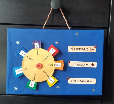 Simple way to teach children the concept of yesterday, today and tomorrow Yesterday Today Tomorrow, Teaching Time, Kindergarten Teaching, Days Of The Week, Teaching Kindergarten, Yesterday And Today, Grade 2, Paper Crafts Diy, Crafts Diy